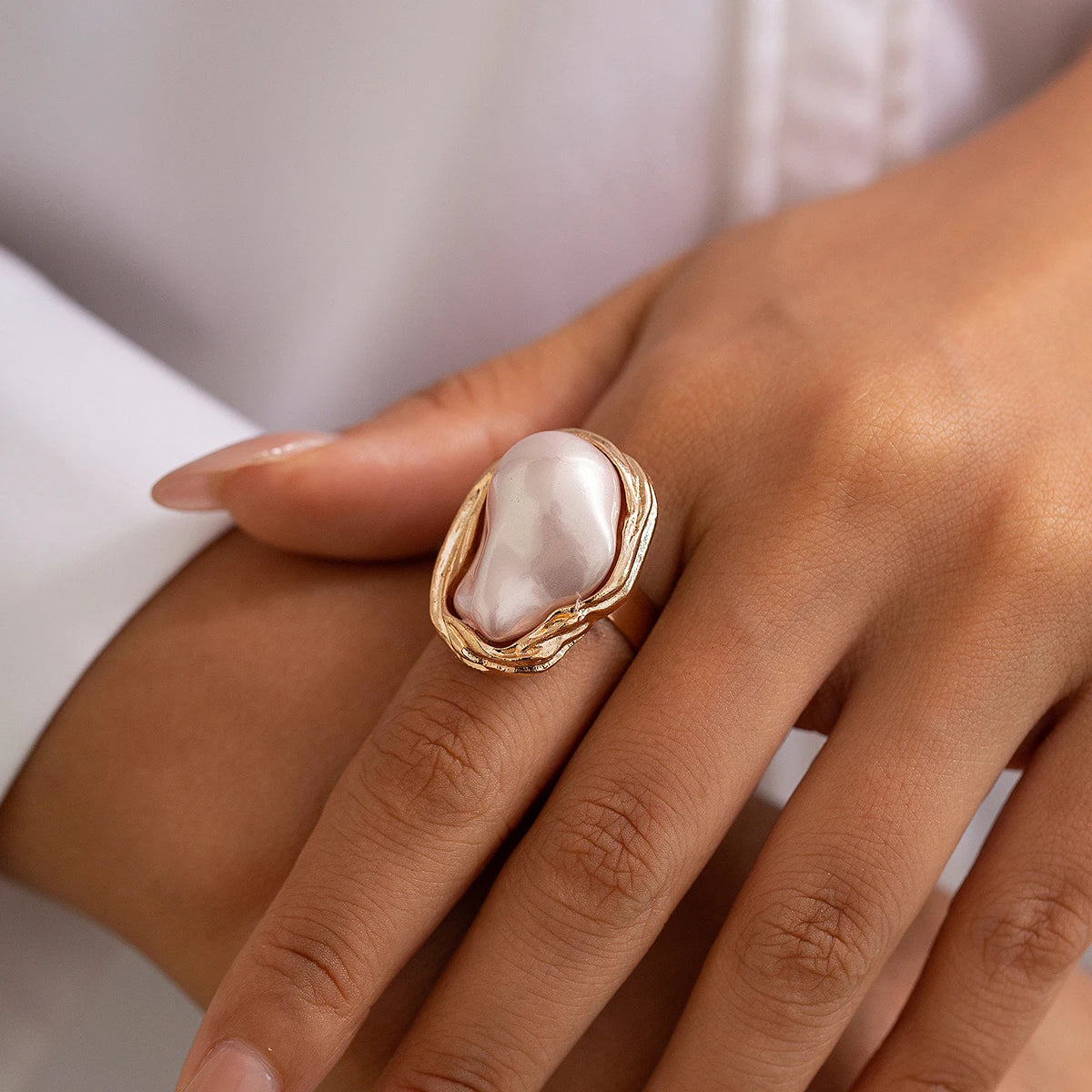 Bague Femme Perle Moderne