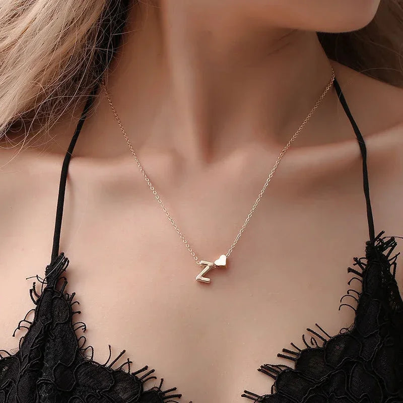 Collier Initiale Cœur Doré Femme