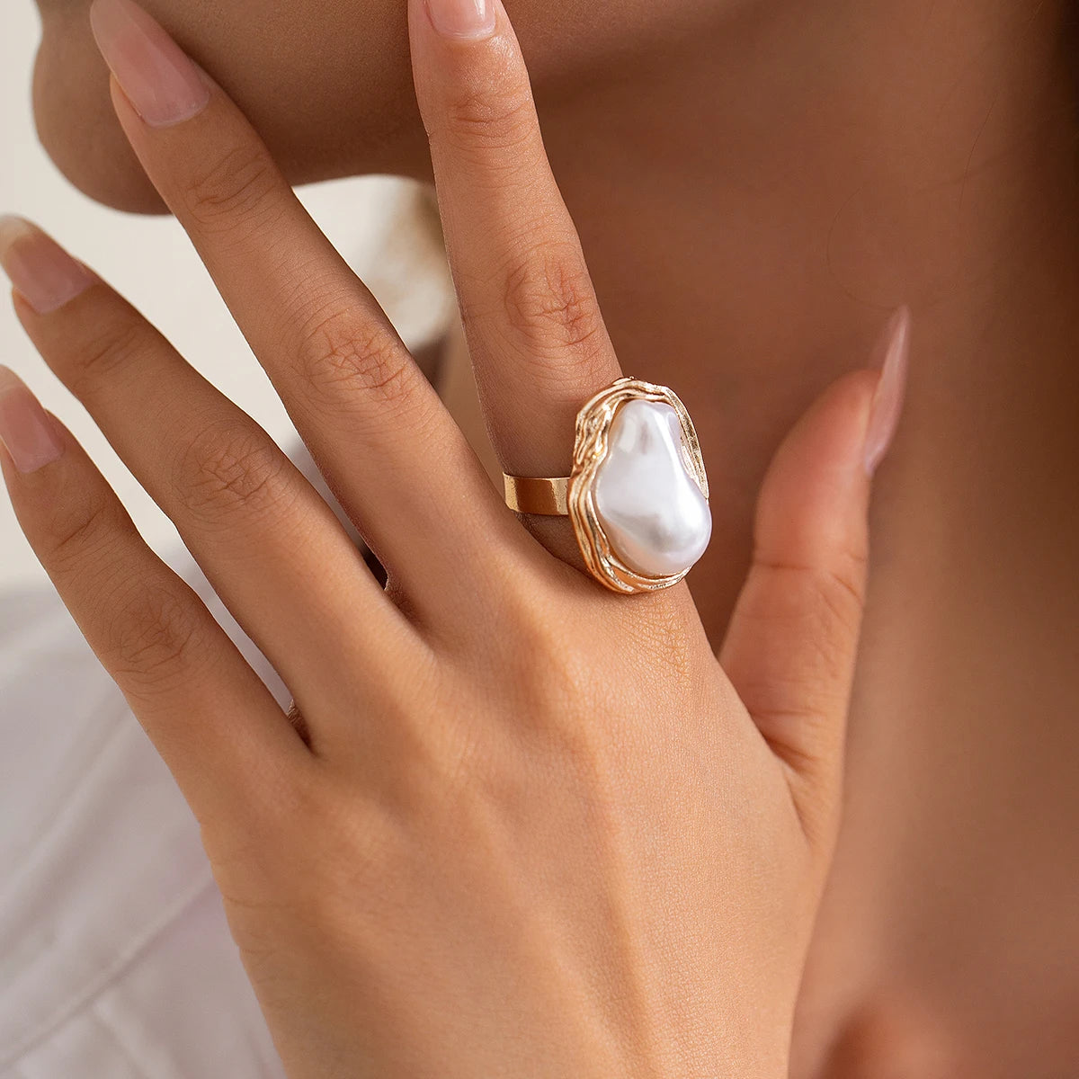 Bague Femme Perle Moderne