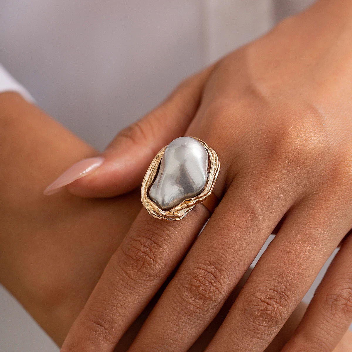 Bague Femme Perle Moderne