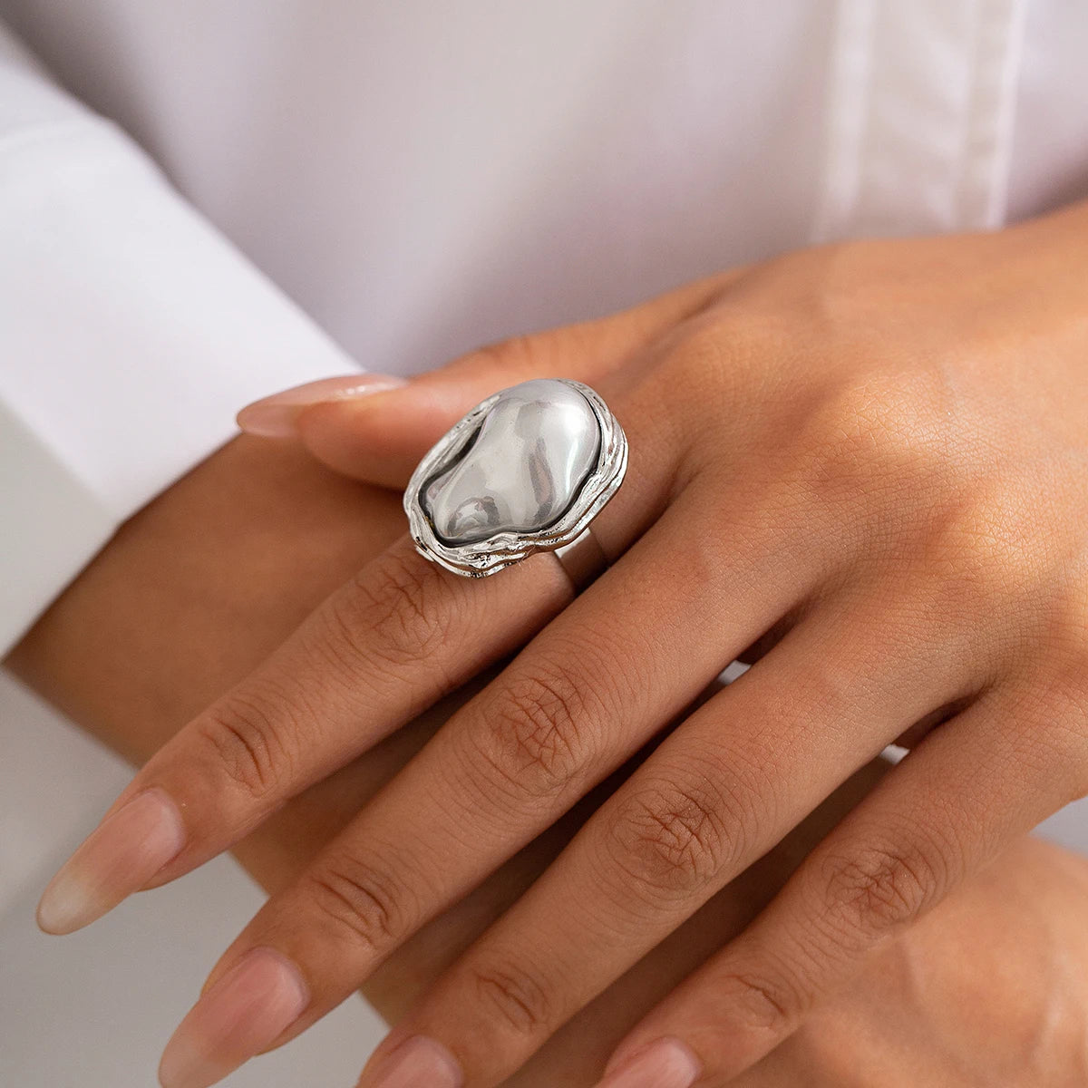 Bague Femme Perle Moderne