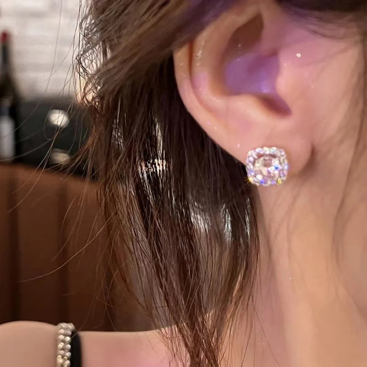 Boucles D’oreilles Carré Rond Femme